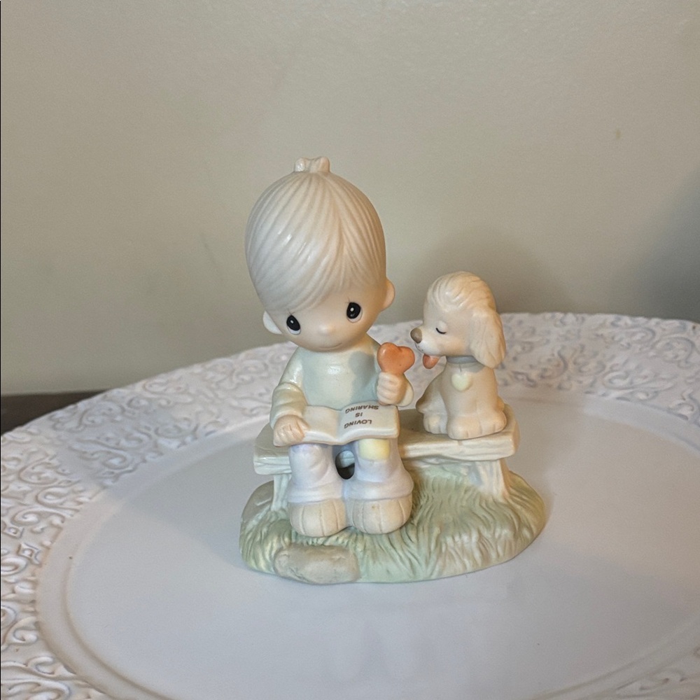 Jonathan & David Loving is Sharing Figurine of Child with Puppy